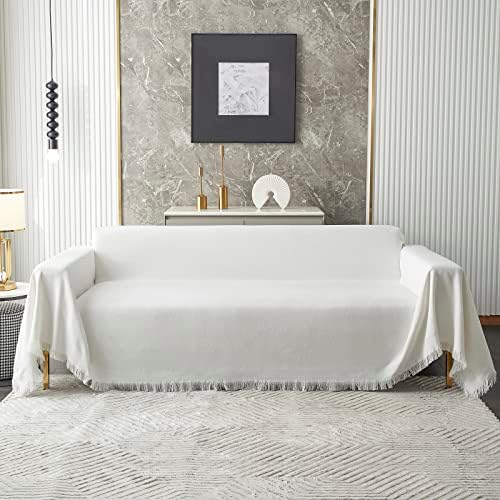 MYSKY HOME Sofa Covers for 2 Cushion Couches XL 71x118 White