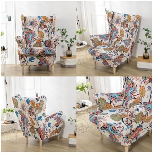Wingback Chair Slipcover 2 Piece Stretch Armchair Cover