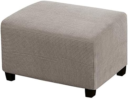 Stretch Ottoman Cover with Thick Checked Fabric