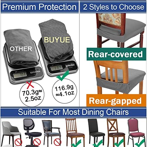 BUYUE Dining Chair Covers Set of 4 Navy Blue Rear Covered