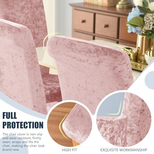 Velvet Stretch High Back Dining Chair Covers Set of 4