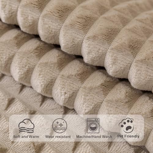 Soft Plush Plaid Couch Cover for 3 Cushion Coffee Table