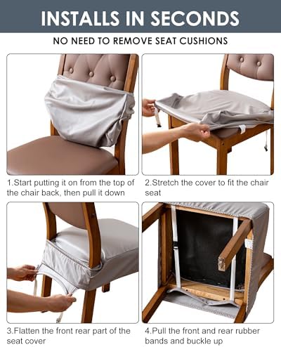 Genina 6-Piece Dining Chair Covers Set Waterproof PU Leather