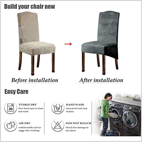 Velvet Plush Dining Chair Covers Set of 2