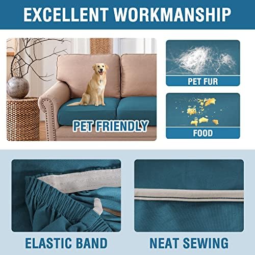 HVERSAILTEX 3 Piece Sofa Slipcovers Peacock Blue