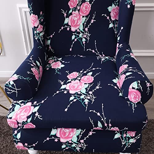 2 Piece Wingback Chair Slipcovers Stretch Spandex Cover for Living Room Furniture