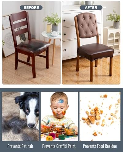 Genina 6-Piece Dining Chair Covers Set Waterproof PU Leather