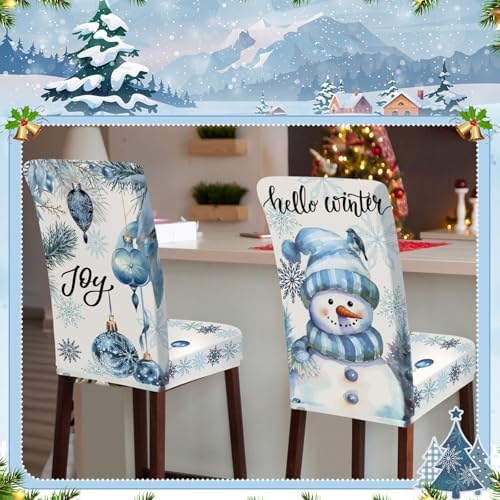 Preboun 6 Pcs Christmas Chair Covers Set Removable Washable Stretch