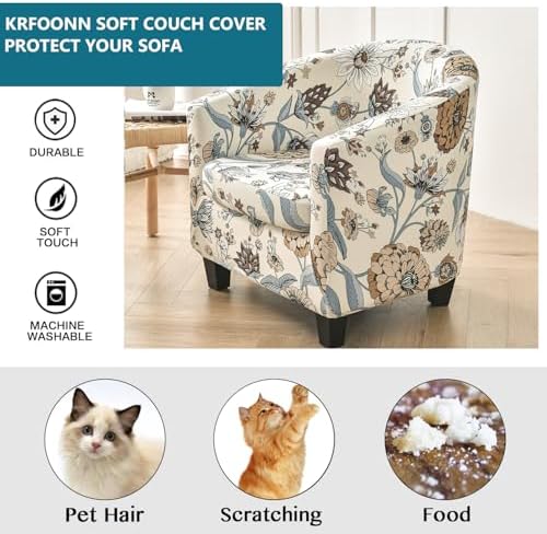 KRFOONN 2 Piece Stretch Chair Slipcover for Club and Tub Chairs