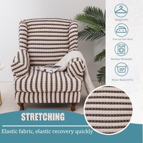Wingback Chair Slipcovers Dual-Tone 2 Piece Set 1