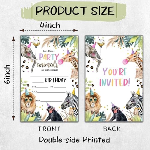 Safari Style Birthday Invites 4x6 20 Pack