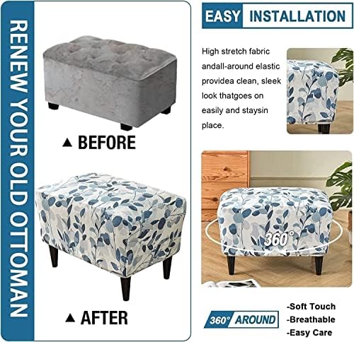 FIBITA Wingback Chair Ottoman Slipcover Set