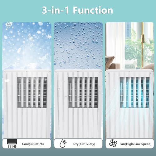 Takywep 8000BTUs Portable AC Unit with Cool Fan Dehumidifier Sleep Mode White