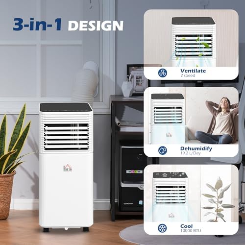 HOMCOM 10000 BTU Portable Air Conditioner With Cooling Fan and Dehumidifier