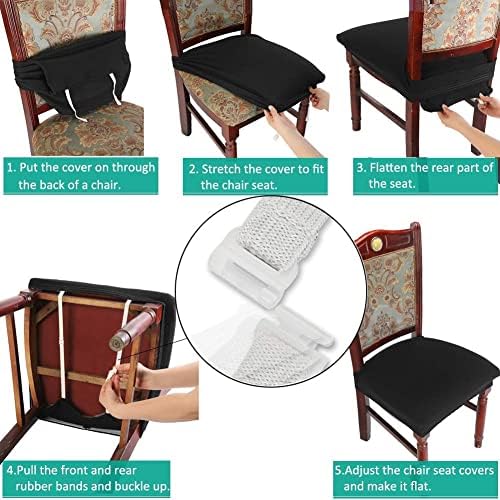 BUYUE Dining Chair Covers Set of 4 Navy Blue Rear Covered