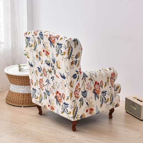 Chickwin Stretch Wingback Chair Slipcover Pink Flower