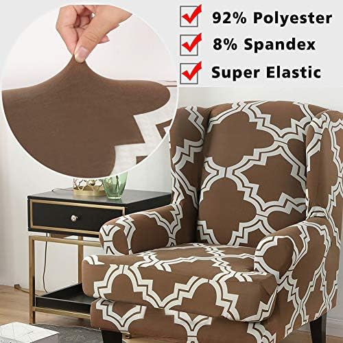 TOPCHANCES 2 Piece Wingback Chair Slipcovers with Cushion Cover