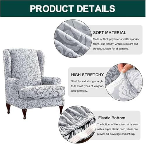 RUIBOBB 2 Piece Wingback Chair Slipcover