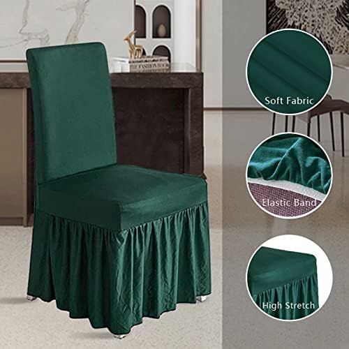 Molasofa Chair Covers Set of 4 Dark Green Stretch Slipcovers