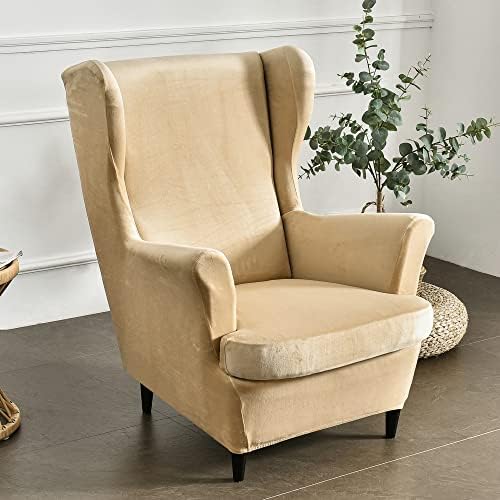 MIFXIN 2 Piece Velvet Wingback Chair Slipcover Set