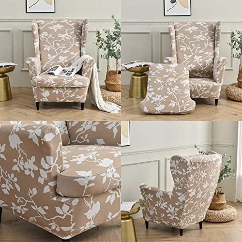 YESMOO Stretch Wing Chair Cover Set with Ottoman