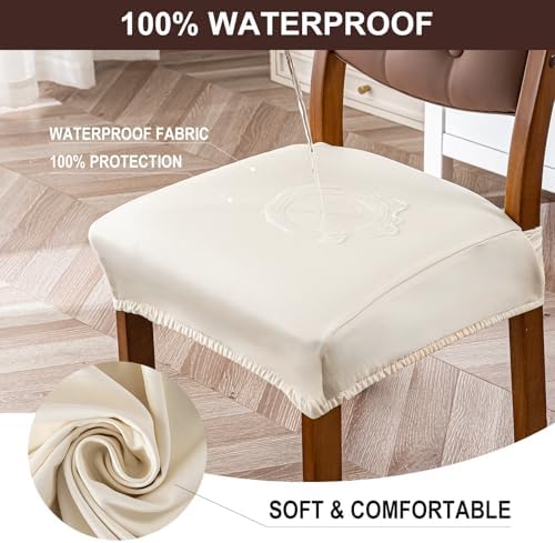 YUEANG Waterproof Dining Chair Seat Covers Set of 4 Beige