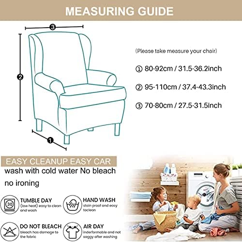 2 Piece Wingback Chair Slipcover for Living Room Chairs
