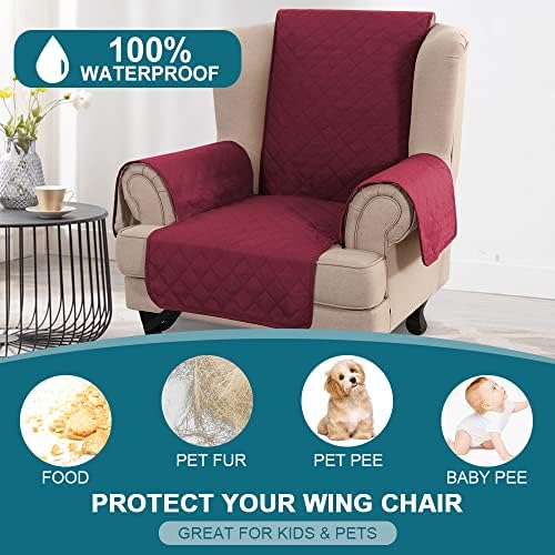 Turquoize Waterproof Wing Chair Slipcover for Pets Kids
