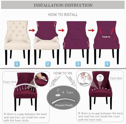 Wingback Chair Cover Stretch Slipcover with Arm 2PCS