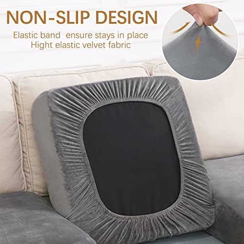 Hyha Velvet Couch Cushion Covers 2PC Grey