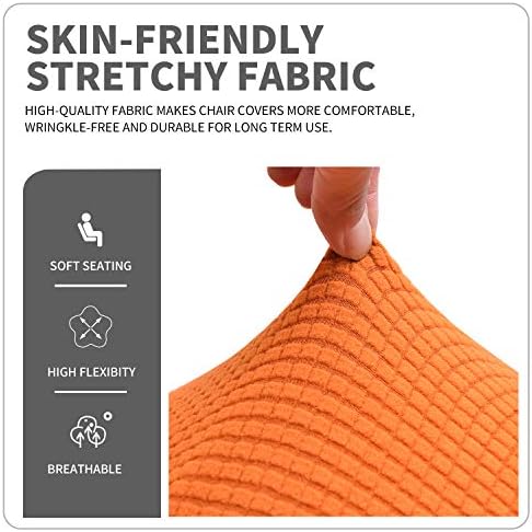Deisy Dee Stretch XL Dining Chair Covers with Slipcovers Removable Washable Orange 2