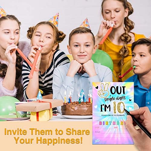 YSTEP Tie Dye 10th Birthday Invites