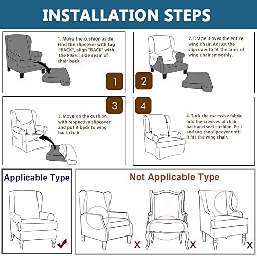 FIBITA Wingback Chair and Ottoman Slipcover Set