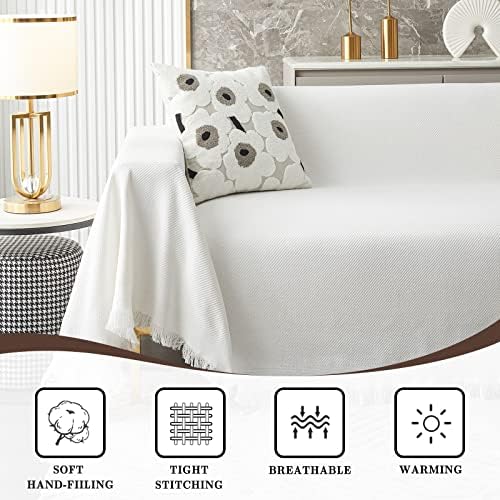 MYSKY HOME Sofa Covers for 2 Cushion Couches XL 71x118 White