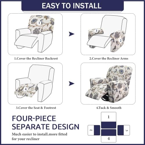 Iauddy Recliner Slipcover 4-Piece Set for Armchair and Lazy Boy
