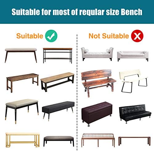 Tookie Bench Cover Waterproof PU Leather Stretch Slipcover for Dining Benches Grey