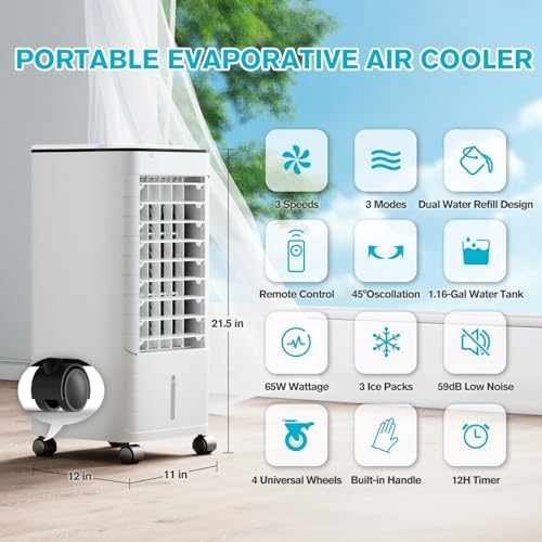 Windowless Portable AC Unit with 116 Gallon Tank and Remote Control