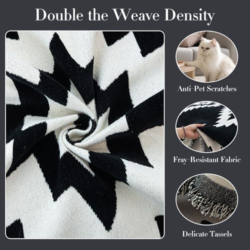 Boho Sofa Cover Chenille Slipcover for Dogs Washable 71x71 Black 1pc