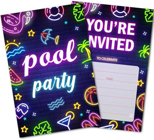 30 Pool Birthday Invitations with Envelopes Summer Theme Party