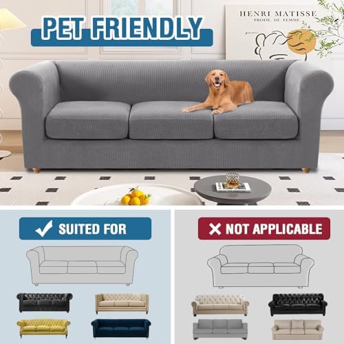 HVERSAILTEX 4 Piece Stretch Chesterfield Sofa Covers