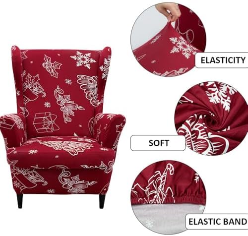 Chickwin Stretch Wingback Chair Slipcover Black White