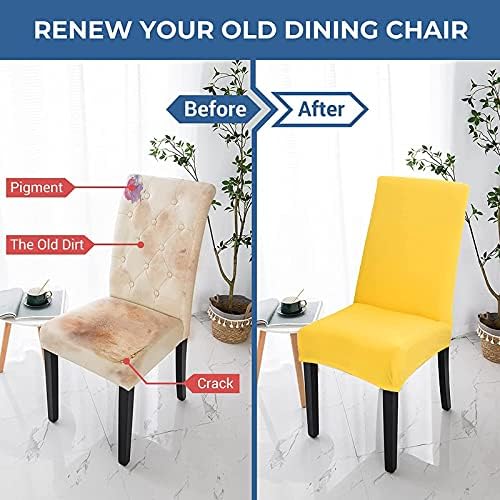 Chickwin 4 Pack Yellow Stretch Dining Chair Covers