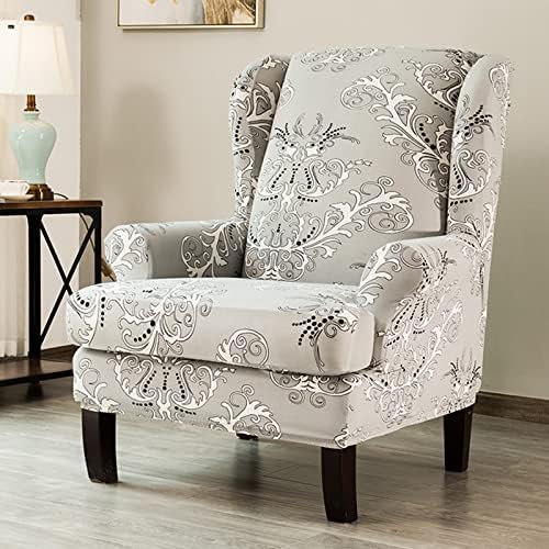 Konsilsa 2 Piece Wing Chair Slipcover Set Gray