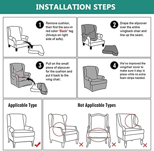 YOPOIY 2 Pieces Wingback Chair Slipcover Purple