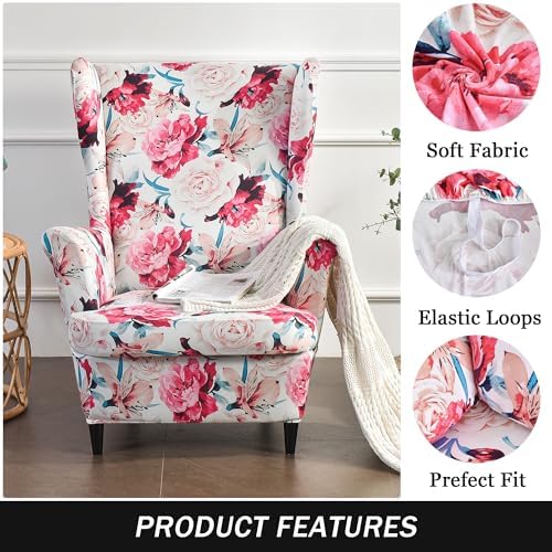 Pendejato Wing Chair Slipcovers 2 Pink Pieces Set