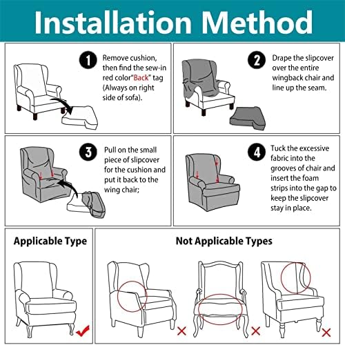Konsilsa 2 Piece Wing Chair Slipcover Set Gray
