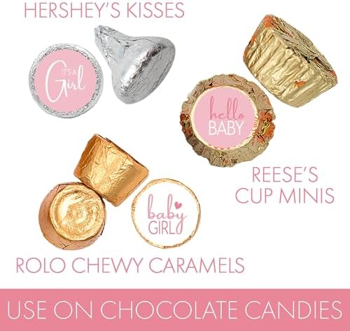 Pink Baby Shower Favor Stickers - 180 Labels
