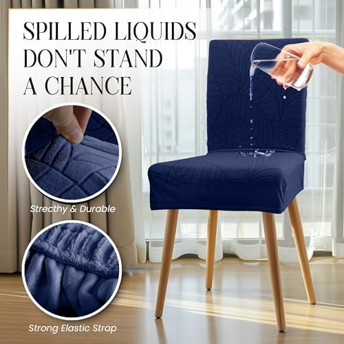 Waterproof Dining Chair Covers Set of 6 Navy Blue