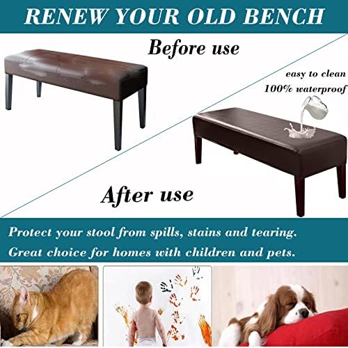 HFCNMY Waterproof PU Dining Bench Cover - Stretch Removable Washable