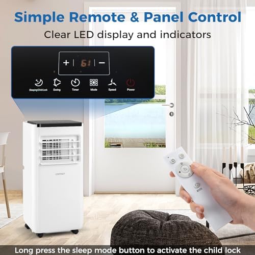 COSTWAY 8000 BTU Portable Air Conditioner with Timer and Sleep Mode